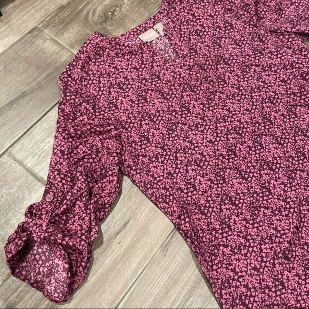 Chico’s Purple Pink Floral Print Blouse